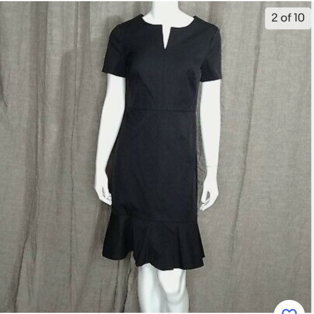 Banana Republic Black Ruffle Hem Dress Size 4 Short Sleeve